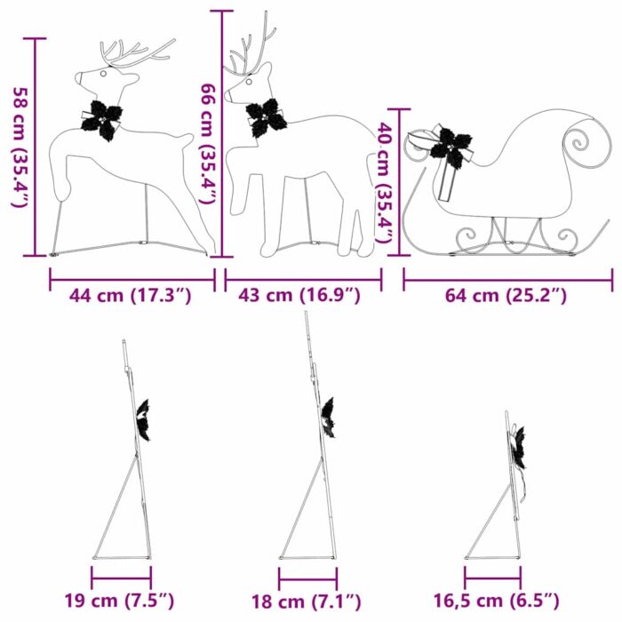 LED Rentiere 5 pcs Gold Stoff – Bild 13