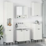 Badezimmermöbel-Set mit Schubladen Weiss Holzwerkstoff, Metall