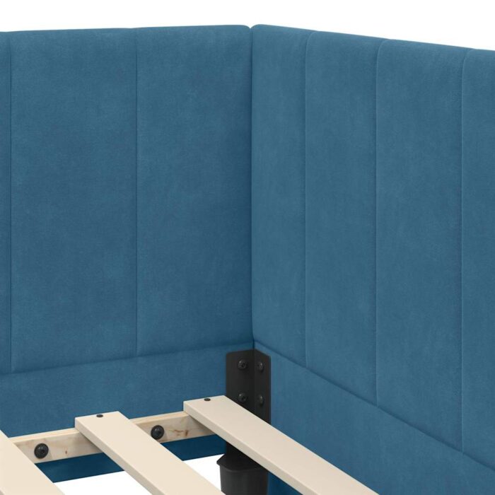 Eckbettgestell mit Matratze mit Matratze 2 pcs Blau Samt – Bild 10