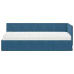 Eckbettgestell mit Matratze mit Matratze 2 pcs Blau Samt – Bild 5