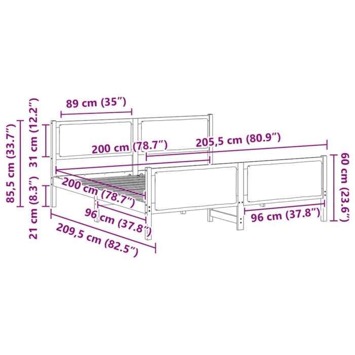 Bettrahmen mit Kopfteil Hellgrau 200 x 200 cm Stoff – Bild 11