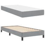 Boxspringbett mit Matratze Hellgrau 80 x 200 cm Stoff – Bild 5