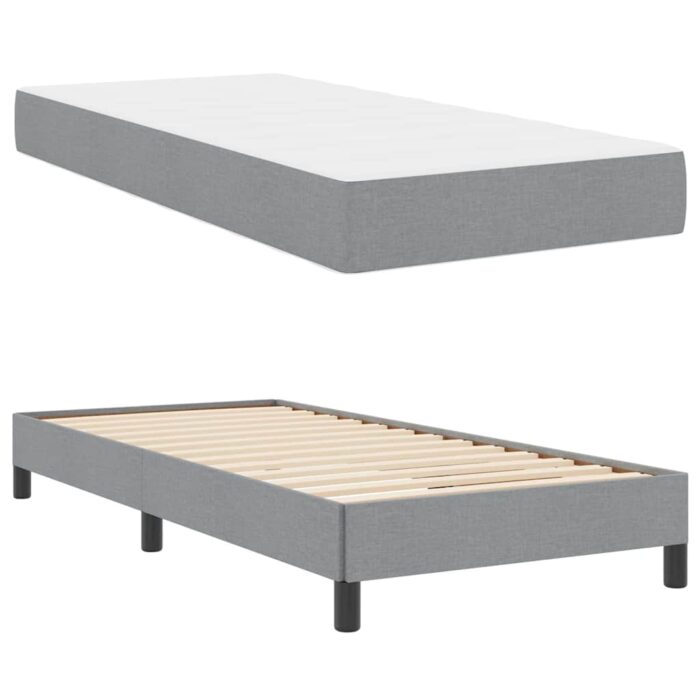 Boxspringbett mit Matratze Hellgrau 80 x 200 cm Stoff – Bild 5