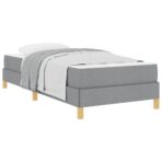 Boxspringbett mit Matratze Hellgrau 80 x 200 cm Stoff – Bild 3
