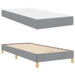 Boxspringbett mit Matratze Hellgrau 80 x 200 cm Stoff – Bild 5