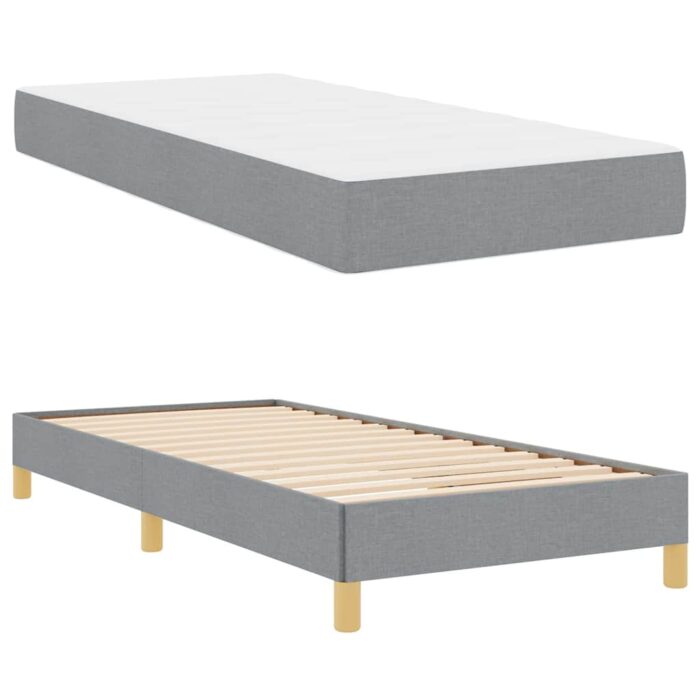 Boxspringbett mit Matratze Hellgrau 80 x 200 cm Stoff – Bild 5
