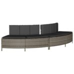 Whirlpool-Bänke mit Auflagen 2 Stk. Grau Poly Rattan – Bild 2