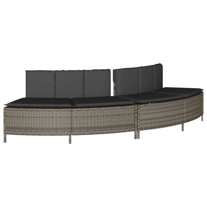 Whirlpool-Bänke mit Auflagen 2 Stk. Grau Poly Rattan – Bild 2