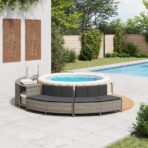 Whirlpool-Bänke mit Auflagen 2 Stk. Grau Poly Rattan – Bild 3