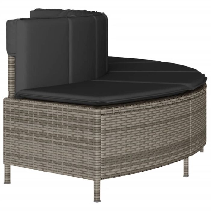 Whirlpool-Bänke mit Auflagen 2 Stk. Grau Poly Rattan – Bild 5