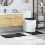 Anti-Rutsch Badematten-Set 3 pcs Dunkelgrau PP