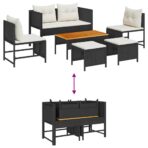 Gartensofa-set mit Kissen 6 pcs Schwarz und Creme Poly-Rattan – Bild 12