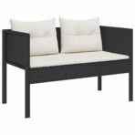 Gartensofa-set mit Kissen 6 pcs Schwarz und Creme Poly-Rattan – Bild 4