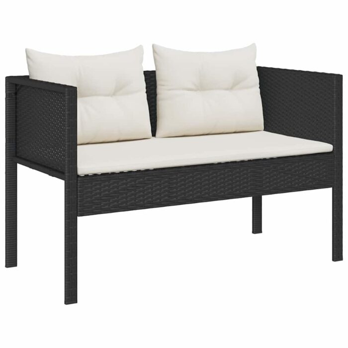 Gartensofa-set mit Kissen 6 pcs Schwarz und Creme Poly-Rattan – Bild 4