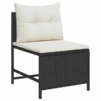 Gartensofa-set mit Kissen 6 pcs Schwarz und Creme Poly-Rattan – Bild 5