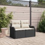 Gartensofa Schwarz 121 x 62 x 69cm Poly-Rattan