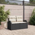 Gartensofa Schwarz 124 x 62 x 69cm Poly-Rattan