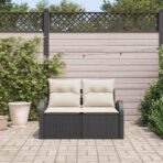 Gartensofa Schwarz 124 x 62 x 69cm Poly-Rattan – Bild 3