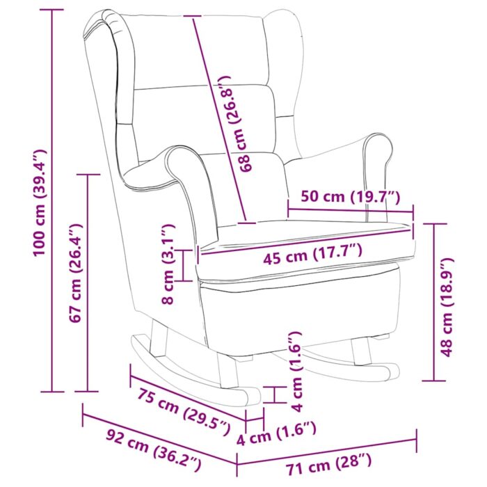 Schaukelstuhl mit Kissen Hellgrau 92 x 71 x 100 cm Sperrholz – Bild 9