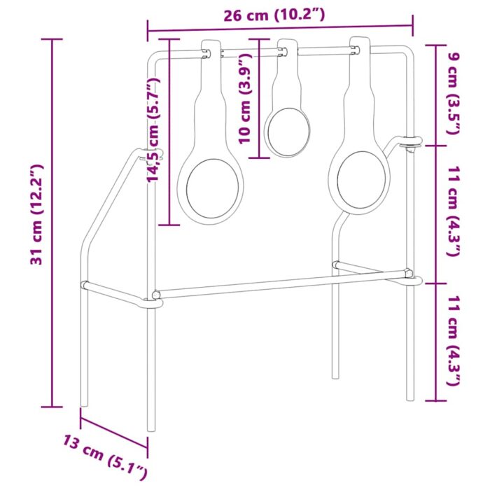 Zurücksetzbares Ziel Schwarz 26 x 13 x 31 cm Stahl – Bild 11