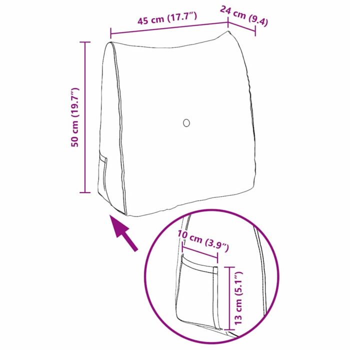 Rücken Kissen Hellgrau 45 x 24 x 50 cm Stoff – Bild 11