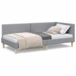 Eckbettgestell Hellgrau 80 cm x 200 cm Fabric and Plywood – Bild 4