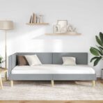 Eckbettgestell Hellgrau 80 cm x 200 cm Fabric and Plywood – Bild 5