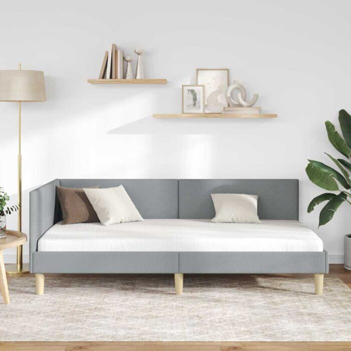 Eckbettgestell Hellgrau 80 cm x 200 cm Fabric and Plywood – Bild 5