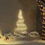 LED Weihnachtsbaum mit Erdspiessen Warmes Weiss 182 cm Metall