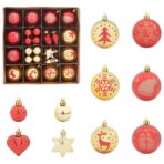 Weihnachtskugel-Set 40 pcs Gold und Rot Kunststoff – Bild 2