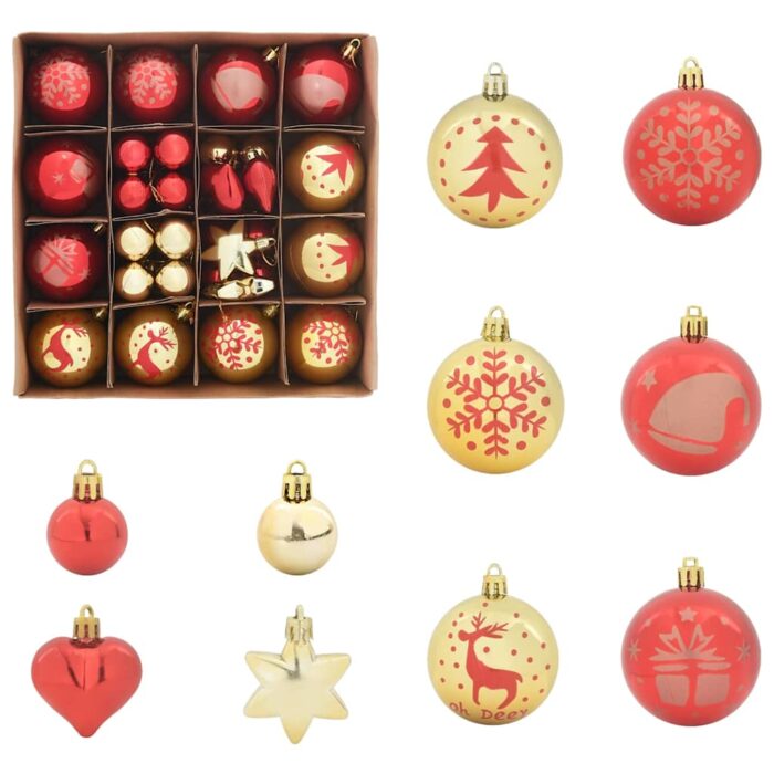 Weihnachtskugel-Set 40 pcs Gold und Rot Kunststoff – Bild 2