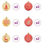 Weihnachtskugel-Set 40 pcs Gold und Rot Kunststoff – Bild 4