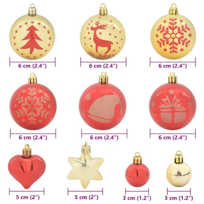 Weihnachtskugel-Set 40 pcs Gold und Rot Kunststoff – Bild 7