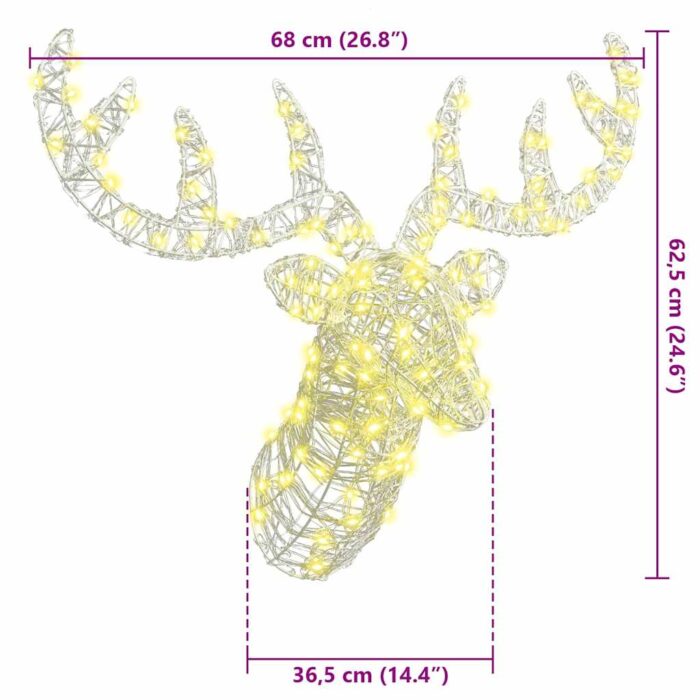 Rentierkopf mit 140 LEDs Blau 68 x 36,5 x 62,5 cm Acryl – Bild 8