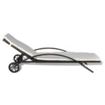 Sonnenliege mit Polster & Rollen Poly Rattan Schwarz – Bild 3