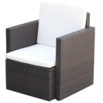 Gartenstuhl mit Polstern und Kissen Poly Rattan