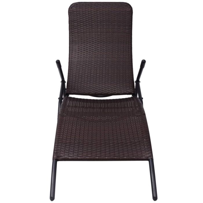 Sonnenliege Klappbar Poly Rattan Brown – Bild 2