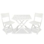 3-tlg. Bistro-Set Klappbar Kunststoff Weiss