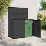 Mülltonnenbox für 2 Tonnen Poly Rattan Schwarz 148x80x111 cm