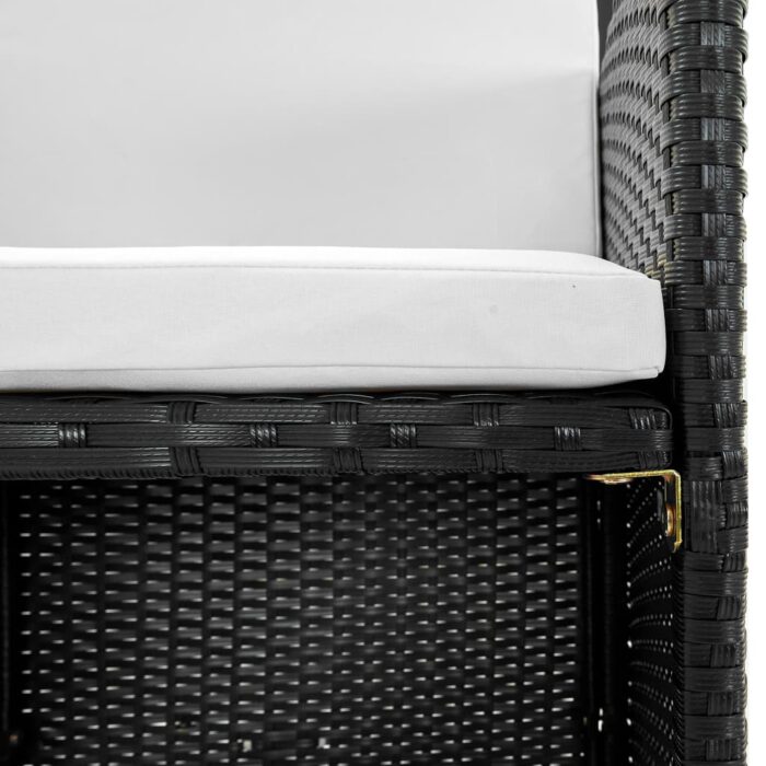 5-tlg. Garten-Essgruppe mit Auflagen Poly Rattan Schwarz – Bild 4