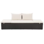 Gartenbett Schwarz 195×60 cm Poly Rattan – Bild 4