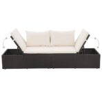 Gartenbett Schwarz 195×60 cm Poly Rattan – Bild 6