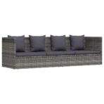 Garten-Sofabett 200x60 cm Poly Rattan Grau
