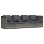 Garten-Sofabett 200x60 cm Poly Rattan Grau