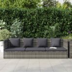 Garten-Sofabett 200x60 cm Poly Rattan Grau – Bild 2