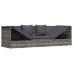 Garten-Sofabett 200x60 cm Poly Rattan Grau – Bild 4