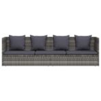 Garten-Sofabett 200x60 cm Poly Rattan Grau – Bild 5