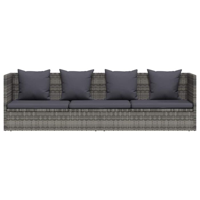 Garten-Sofabett 200x60 cm Poly Rattan Grau – Bild 5