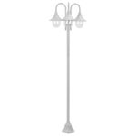 Garten-Pollerleuchte E27 220 cm Aluminium 3-Laterne Weiss