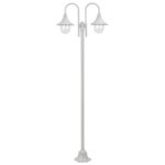 Garten-Pollerleuchte E27 220 cm Aluminium 2-Laterne Weiss